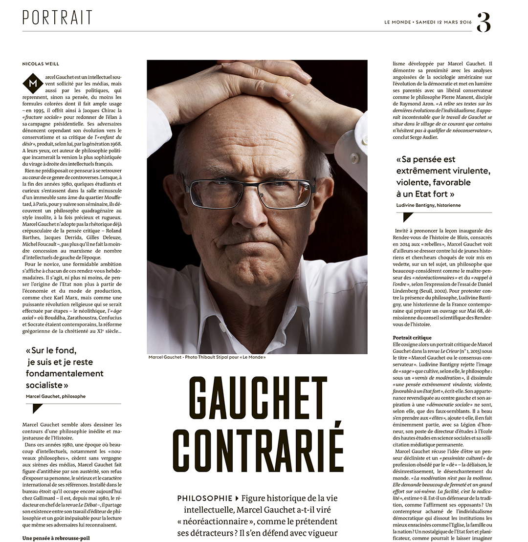 Thibault Stipal - Photographer - Marcel Gauchet pour Le Monde  - 1